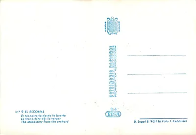 El Escorial — O mosteiro visto do pomar — HISA — Verso