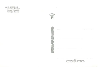 El Escorial — Fachada Principal — Editorial Patrimonio Nacional — Verso