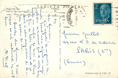 Praça de 'Ses Figueretes' — Ibiza (Baleares) — Tarieta Postal, Série 1 Núm. 3726 — Verso