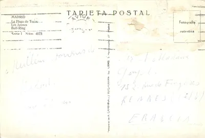 Madryt — Plac Areny — Tarieta Postal, Série I Núm 4073 — Rewers