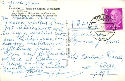 Madryt. Plac Hiszpański. Pomnik Cervantesa — Wydawnictwo García Garrabella, nr 17 — Rewers