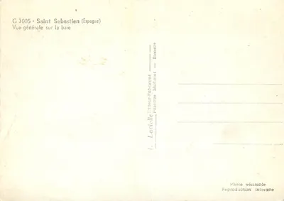 São Sebastião (Espanha) — Visão geral da baía — Lavielle, n° G 3005 — Verso