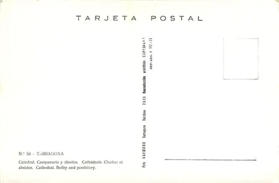 Katedra w Tarragonie — dzwonnica i absydy — wydawca Raymond, nr 58 — Rewers