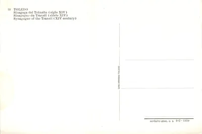 Toledo — Synagogue du Transit (XIVe siècle) — Luis Arribas-Toledo — Verso