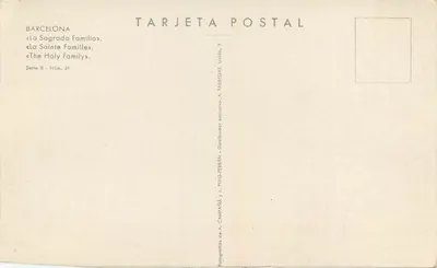 A Sagrada Família — Barcelona — Editor A. Fabregat, série II n°31 — Verso