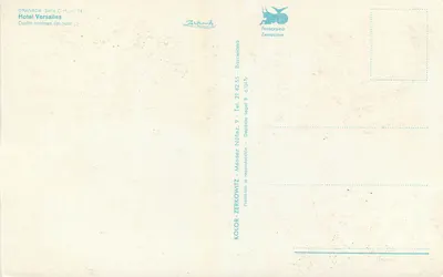 Hotel Versalles — Granada — editor Zerkowitz, série C.H. n°14 — Verso