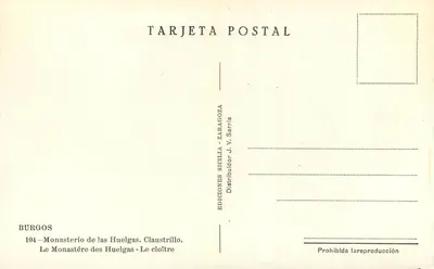 Klasztor Huelgas — Krypta — Wydawnictwo Sicilla - Zaragoza, nr 104 — Rewers