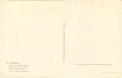 Plac Santa Marta — Sewilla — Heliotipia Artística Española, Madryt — Rewers