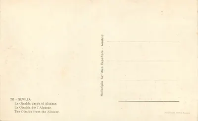 Giralda z Alcazaru — Sewilla — Heliotipia Artística Española — Rewers