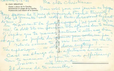 San Sebastián — Paseo y playa de la Concha — editor Vitória, N° 142.205 — Verso