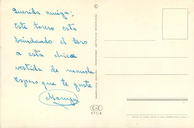 Torero i gitana — scena z toreadorami — C.y.Z. 577/B — Rewers