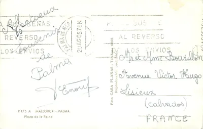 Fonte da Plaza de la Reina — Palma de Mallorca — Editor Casa Planas, n° 2175 — Verso