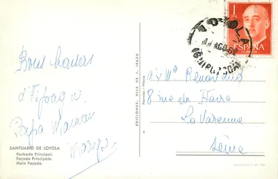 Santuario de Loyola — Front Główny — Wydawnictwo Hija de J. Irazu — Rewers