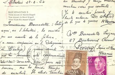 San Sebastián — Widok z Mont Urgull — wydawca nieznany, numer serii nie widoczny — Rewers