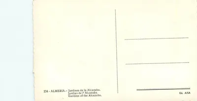 Ogród Alcazaby — Almería — Wyd. AISA n° 234 — Rewers