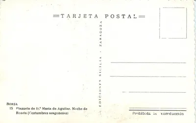 Plazuela D.ª María de Aguilar — Wieczór w Rondzie — Wydawnictwo Sicilia Zaragoza — Rewers