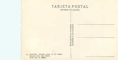 Lerida — most Carrabella nad Segrem — Wydawnictwo García Carrabella, nr 12 — Rewers
