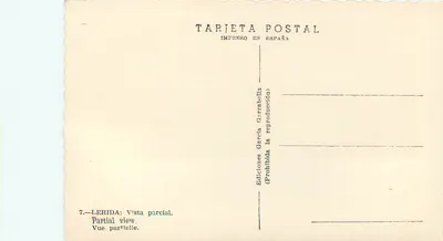 Lerida — Vista parcial — Edições García Carrabell — Verso