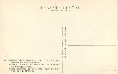 Pátio do Museu Nacional de Escultura — Valladolid — Edições Garcés Ganshella — Verso