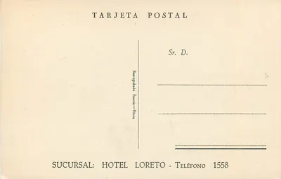 Turystyczna kartka pocztowa — Mapa drogowa Andaluzji — Wydawca Hotel Loreto, Vitoria — Rewers