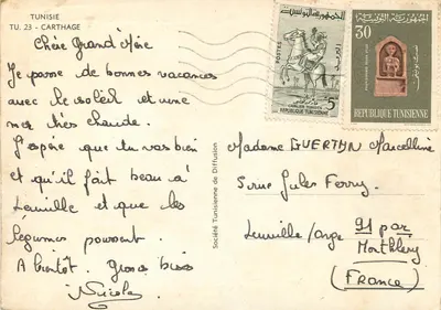 Cartago — Ruínas antigas — Sociedade Tunisiana de Difusão — Verso