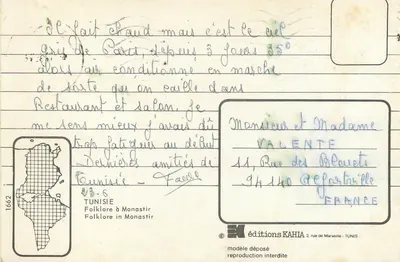 Folclore em Monastir — Tunísia — edições KAHIA — Verso