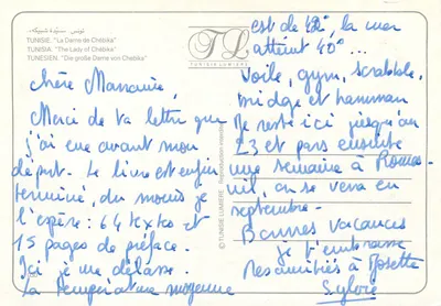 Mulher de Chebika — Tunísia — Editora Tunisie Lumière, n° 030 — Verso
