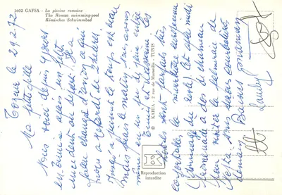 Gafsa — A piscina romana — editor Kahia, n° 1602 — Verso