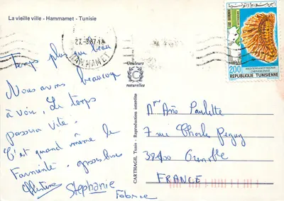 Hammamet, stara miasto — Karta pocztowa — Wydawca Naturalne kolory — Rewers