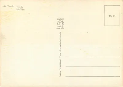 Jerbâ (Tunísia) — O mar — Sociedade CARTHAGE, Tunis, n° Rj 11 — Verso