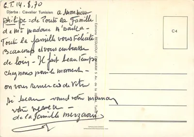 Cavaleiro tunisiano — Djerba — Edições Reguioui — Verso