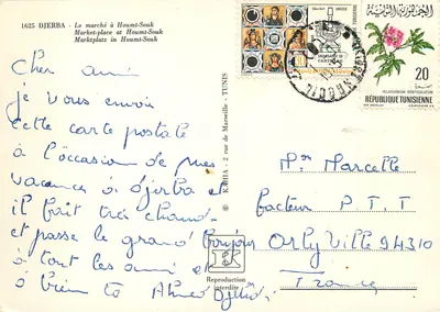 Mercado em Houmt-Souk — Djerba — Editor Courvoisier S.A. n°1625 — Verso