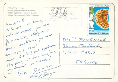 Atelier ceramiki na Jerbach — Guellala — Wydawca Tunisie Lumière, n° 020 — Rewers
