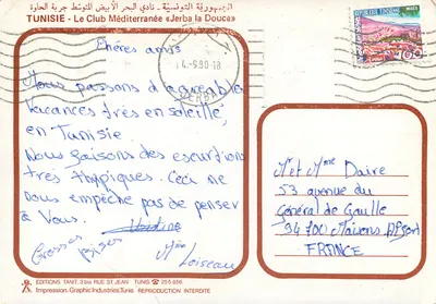 JERBA LA DOUCE — Club Méditerranée — Wydawnictwo Tanit — Rewers