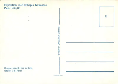 Onagry atakowane przez tigra — Muzeum El Jem — Wyświetlanie « z Kartaginy do Kairouan », Paryż 1982/83 — Déméter, nr 37 — Rewers