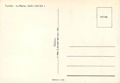 Camelo e mulher — Café « Saf-Saf » — H. ISMAIL, Tunis — Verso