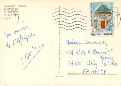 Le café Saf-Saf — La Marsa, Tunisie — Éditions Chamam — Rewers