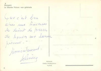 Monastir — Pałac Skanès: ogólny widok — Éditions Cérès Productions, Tunis — Rewers