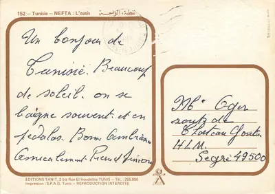 Nefta — A oásis — Edições Tanit, n° 152 — Verso