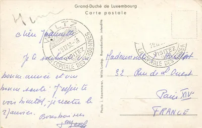 Bilhete postal moderno Wiltz O Castelo — Verso
