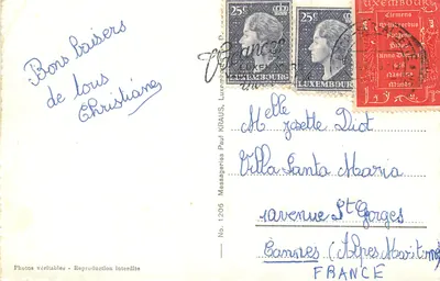 Bilhete postal moderno Olá de Differdange — Verso