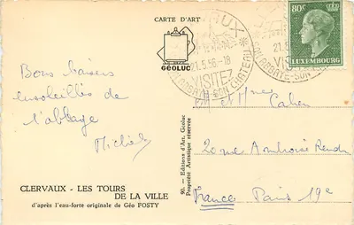 Castelo de Abbeye-Sur-Sun - Clervaux - As Torres — Edições d'Art Géoluc, n°90 — Verso