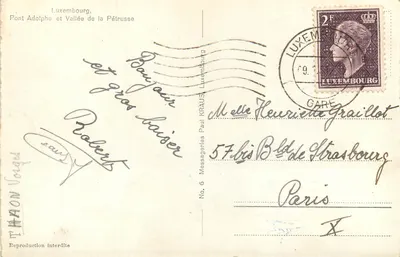 Ponte Adolphe e Vale da Pétrusse — Luxemburgo — Messageries Paul Kraus, Número 6 — Verso