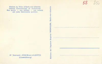 Igreja e edifícios de Esch-sur-Alzette — Editor Eugène Wengler, n°33 — Verso