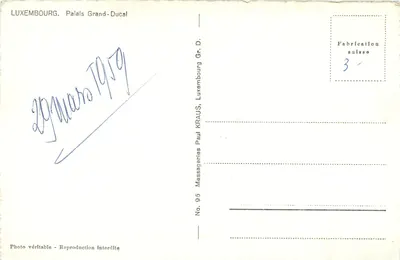 Luxemburg — Pałac Królewski — Messageries Paul Kraus, nr 96 — Rewers