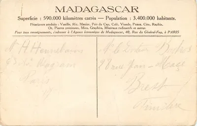 Madagaskar — Schody Analakely w Tananarive — Wydawca nieznany, numer serii nie widoczny — Rewers