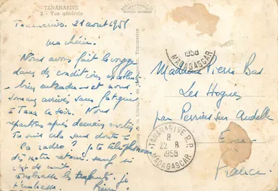 Tananarive — Ogólny widok — Wydawnictwo Biblioteki Madagaskaru, Tananarive — Rewers