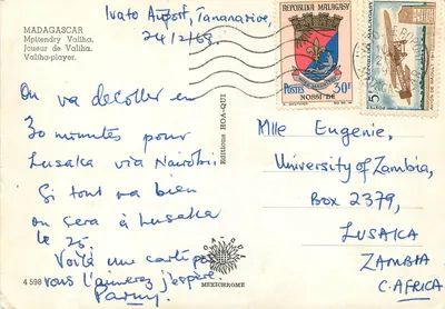 Gracz na valiha — Madagaskar — Éditions HOA-QUI nr 4598 — Rewers