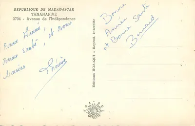 Avenue de l'Indépendance — Tananarive — Wydawnictwo HOA-QUI — Rewers