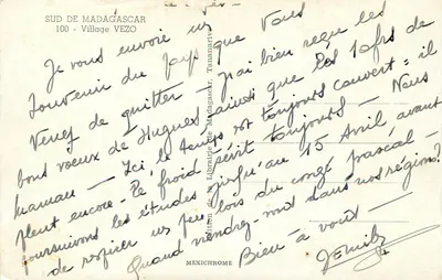 Sul de Madagascar — Aldeia de Vezo — Edição IRIS — Verso